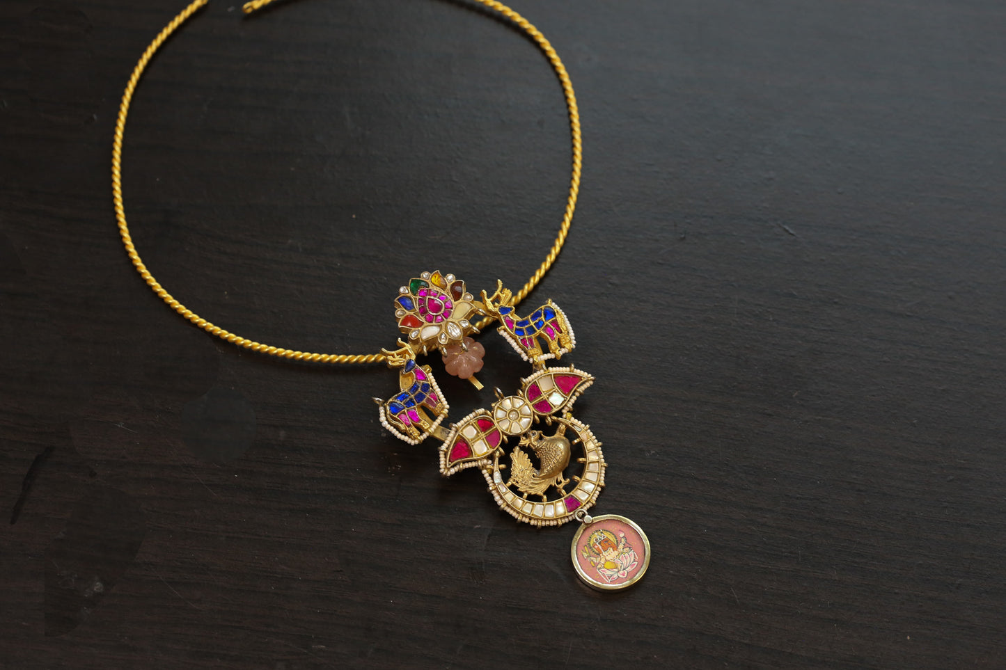 Jadau Kundan Fusion Pendant Hasli Necklace