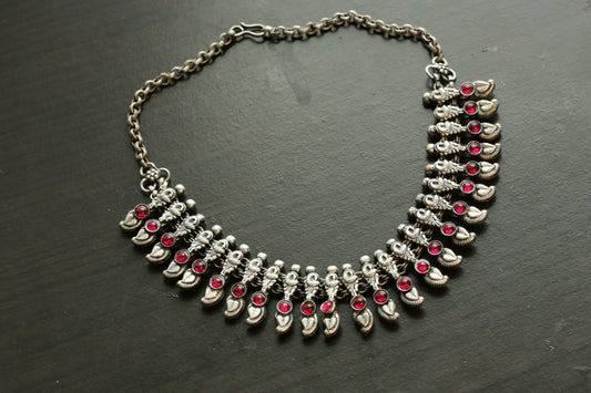 Yashodha Silver Look Necklace - Style 2
