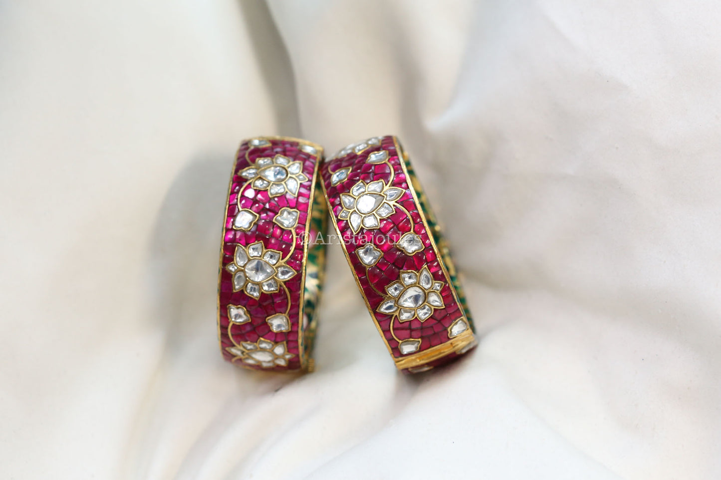 Aayat Takkar Jadau Kundan Bangle - Ruby Red
