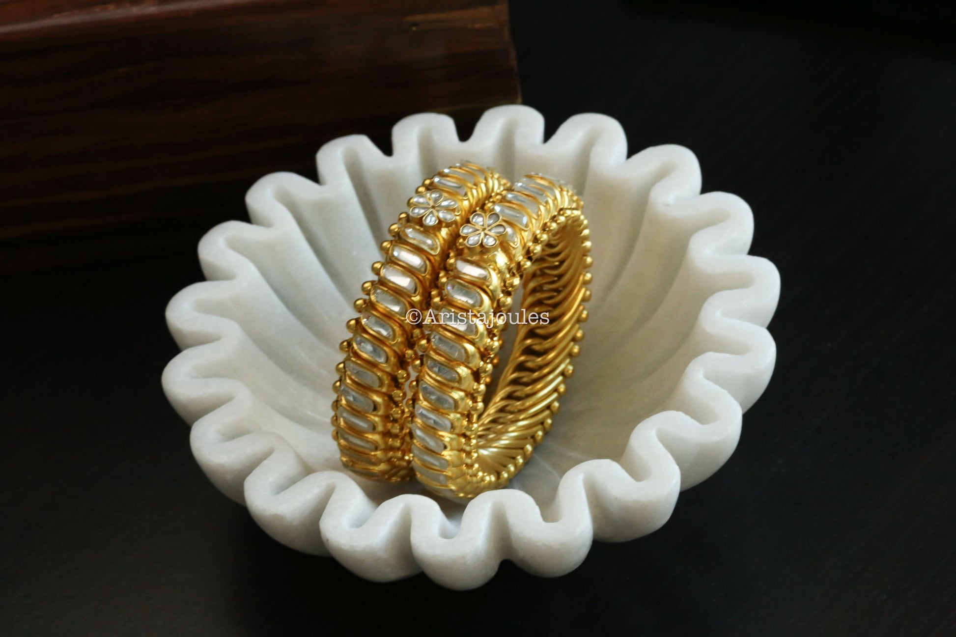 Saanvi 92.5 Silver Sutlada Kundan Polki Bangle