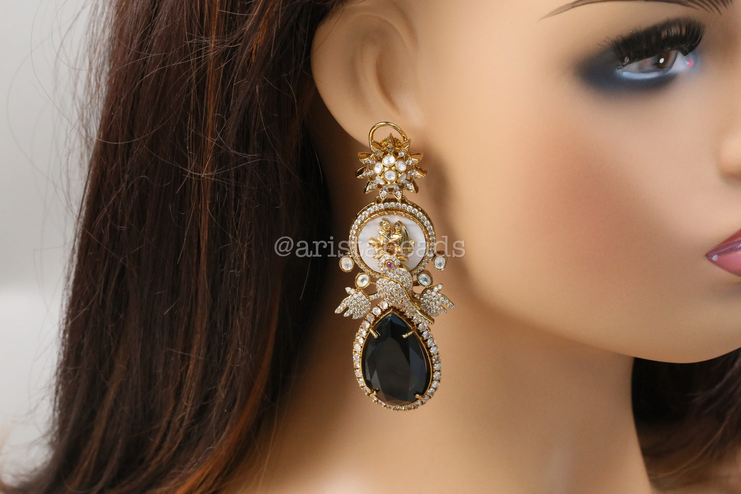 Sabya MOP, CZ & Black Stone Earrings