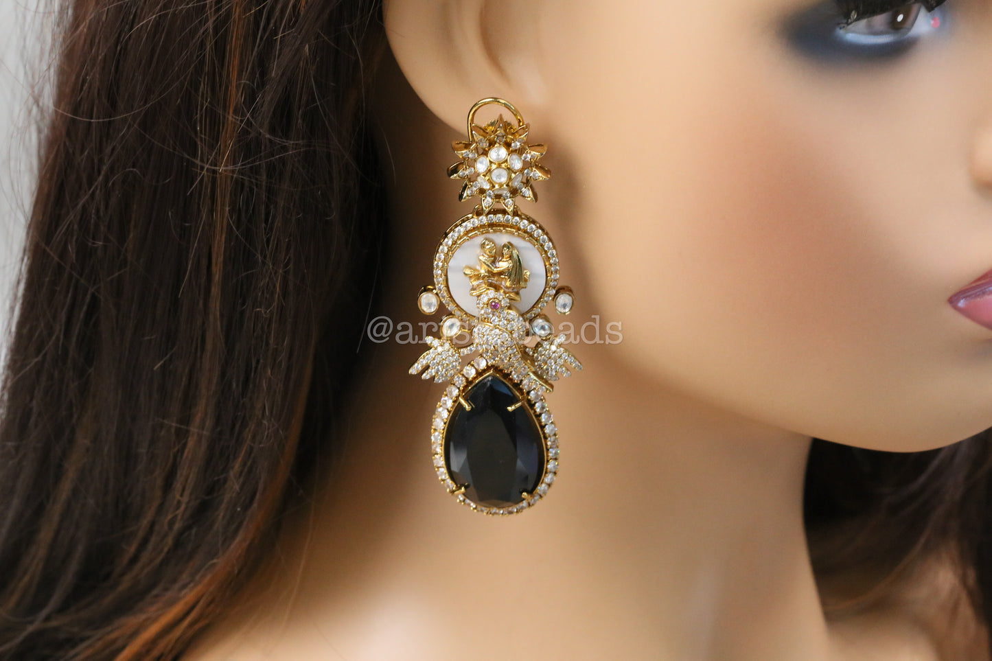 Sabya MOP, CZ & Black Stone Earrings