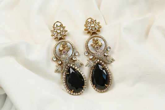 Sabya MOP, CZ & Black Stone Earrings