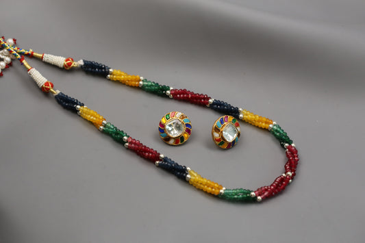 Multicolor Semiprecious Mala Necklace Set