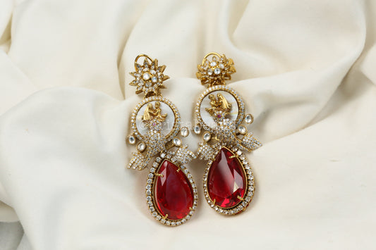Sabya MOP, CZ & Red Earrings