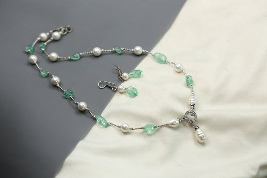 Contemporary Beaded Necklace Set - Mint