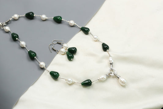 Contemporary Beaded Necklace Set - Green