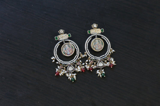Pichwayi Painting Krishna Dual Tone Earrings