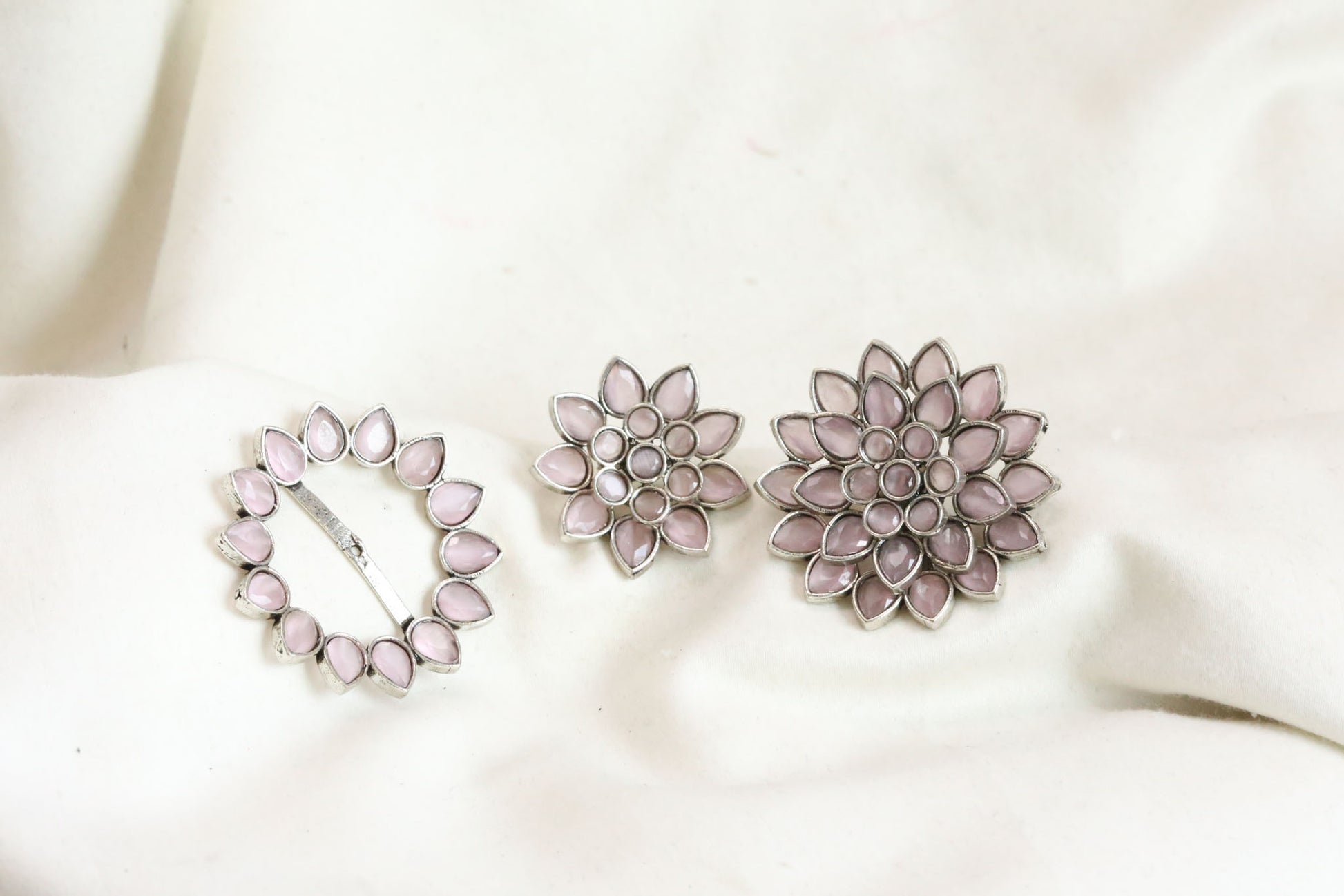 3-In-1 Oversized Oxidized Studs- Pink