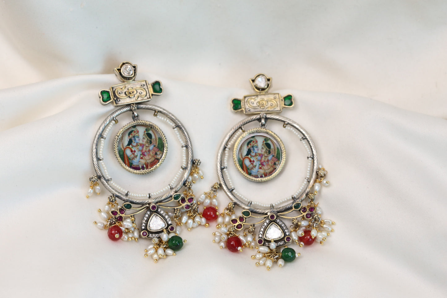 Pichwayi Painting Krishna Dual Tone Earrings