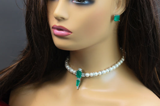 Priya Premium Doublet & Pearls Necklace Set