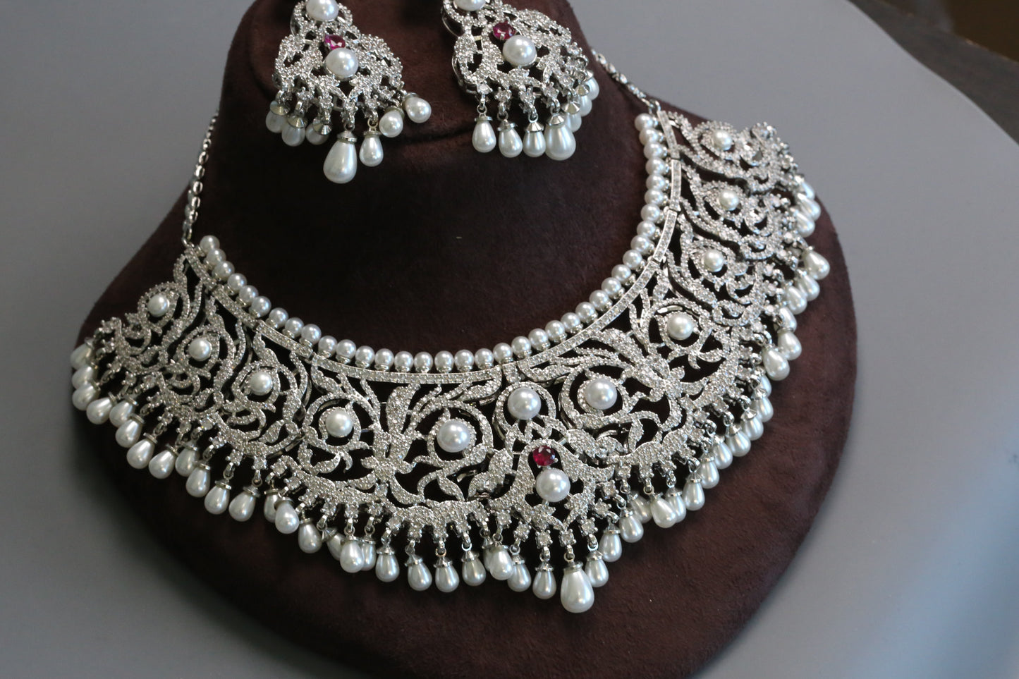 Claire Premium CZ & Pearls Necklace Set