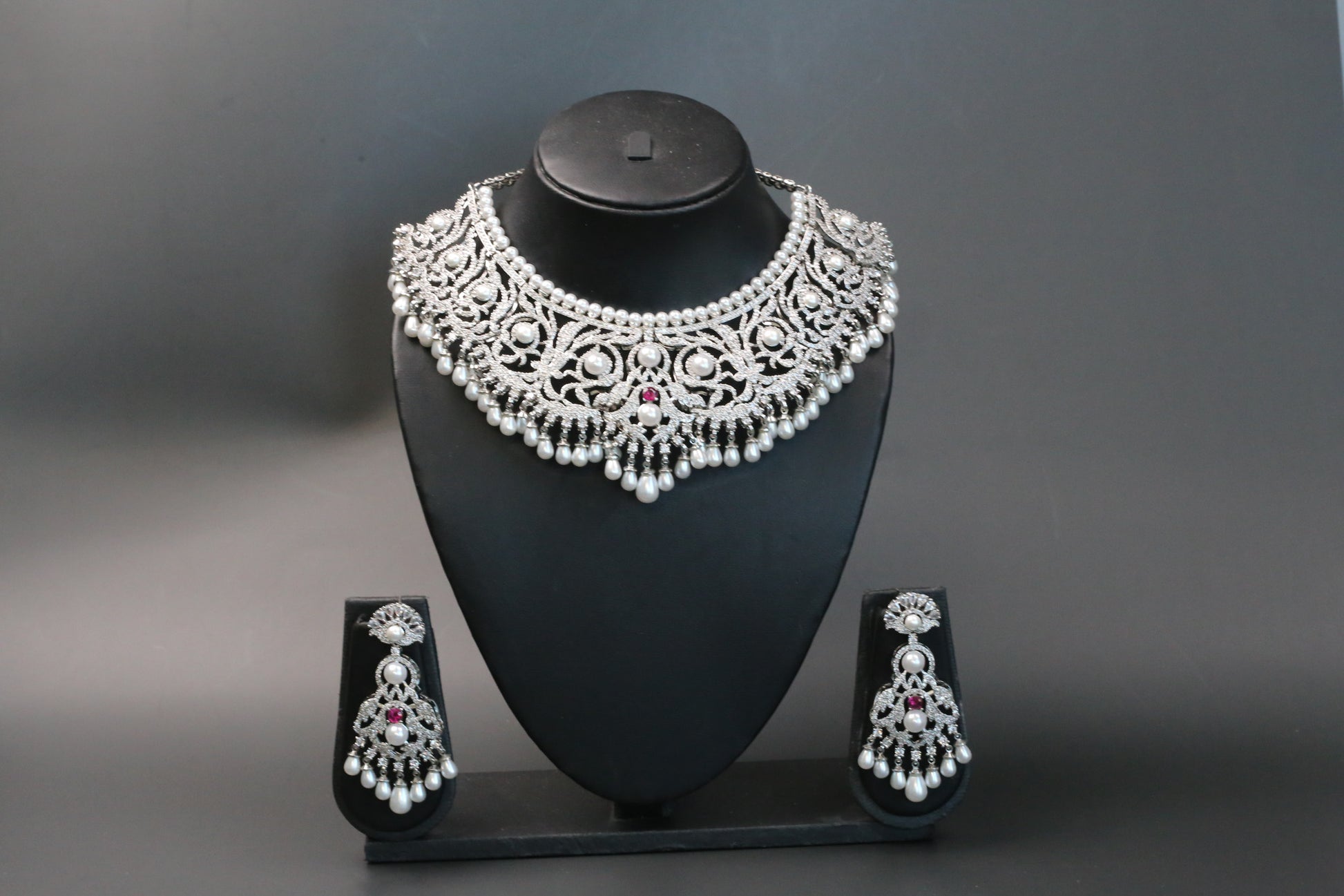 Claire Premium CZ & Pearls Necklace Set