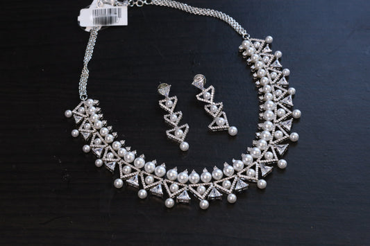 Heena Pearls  & CZ Necklace Set