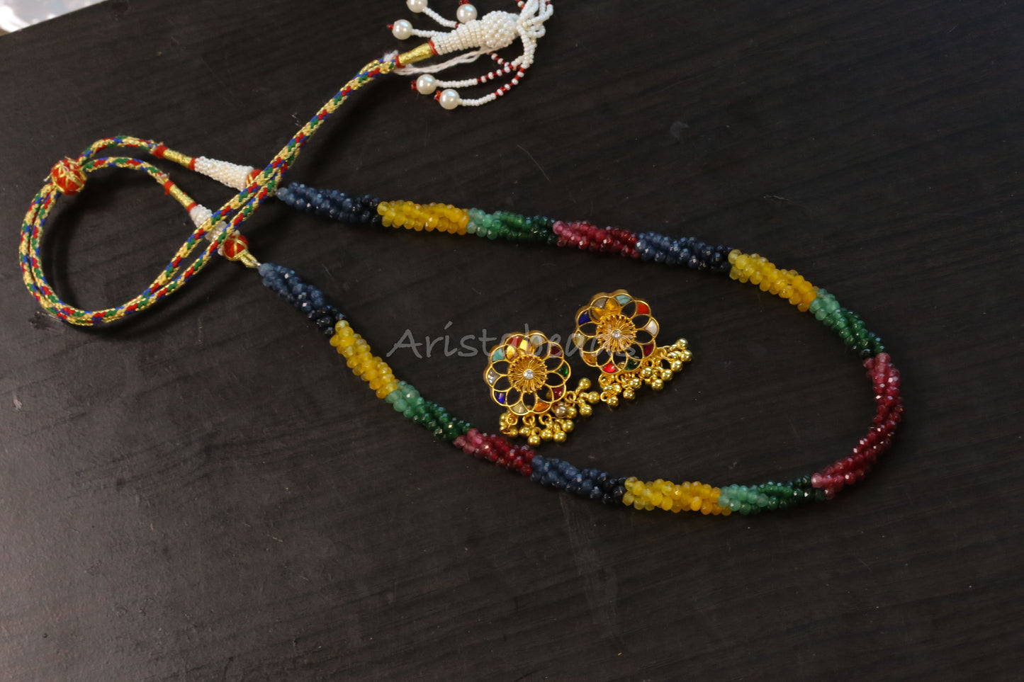 Sonya Semiprecious  Mala Necklace Set (ABJ-M11)
