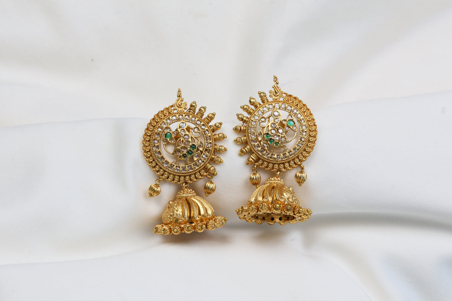 Kasturi Temple Jhumka -  Clear Green