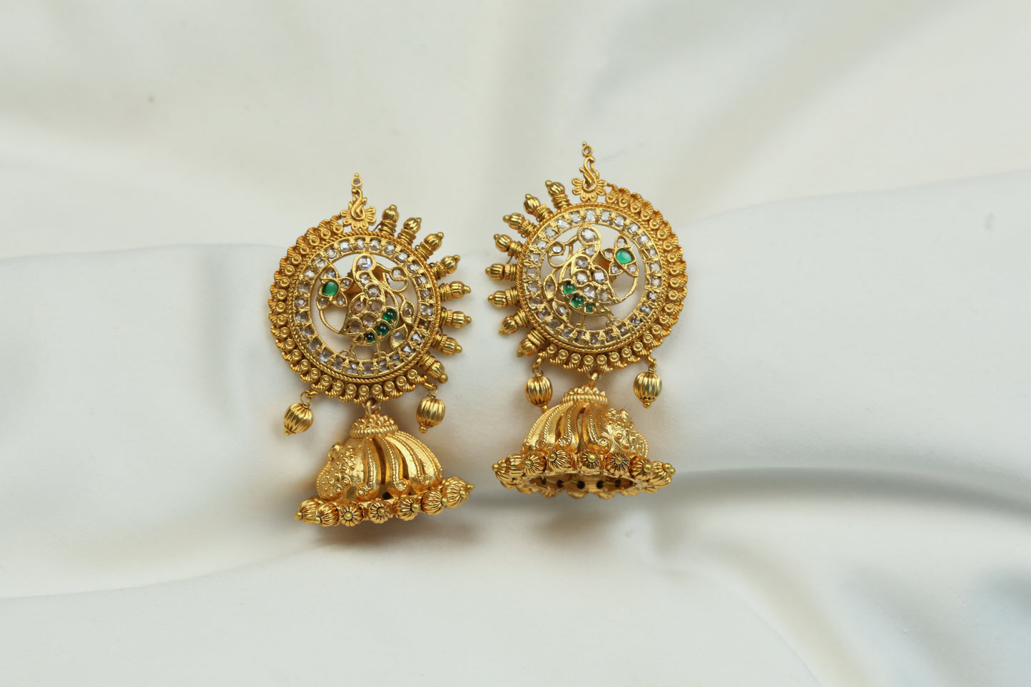 Kasturi Temple Jhumka -  Clear Green