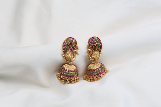 Mayura Temple Jhumka -  Multi