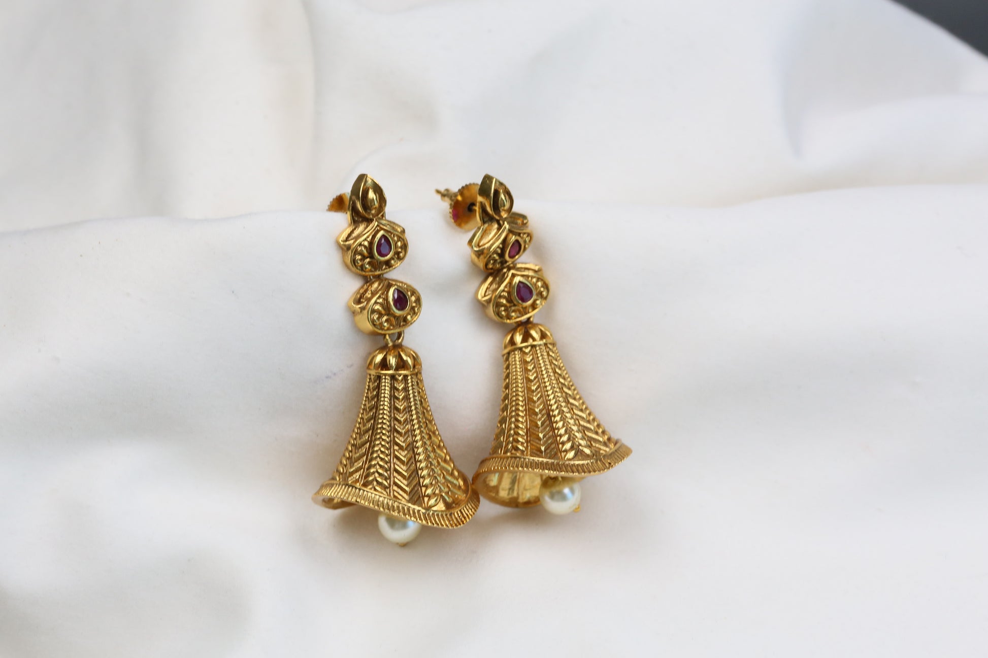 Noori Temple Jhumka -  Ruby