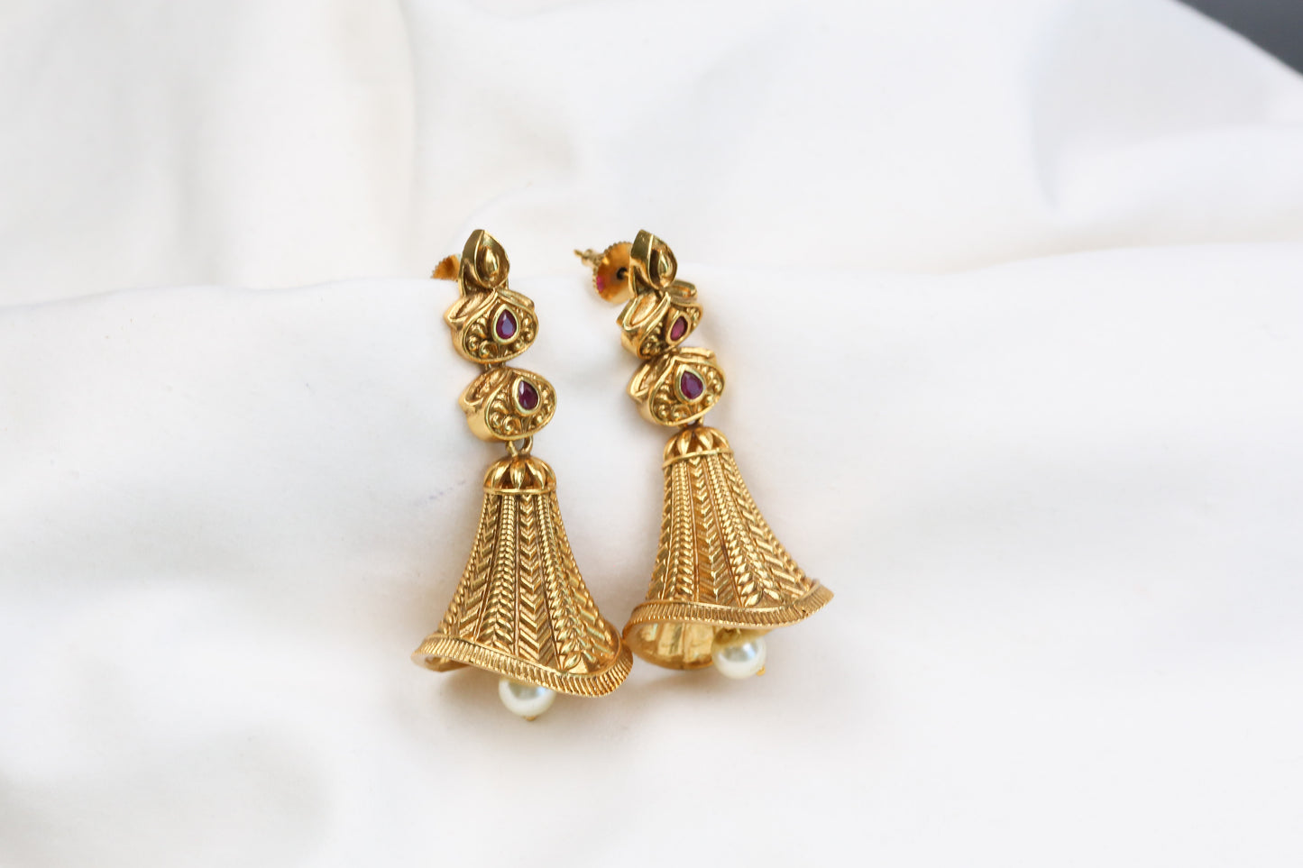 Noori Temple Jhumka -  Ruby