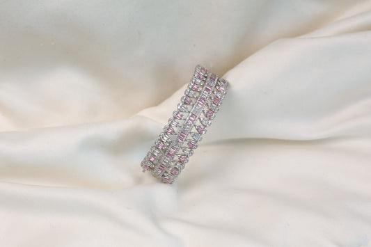 Premium Quality CZ Bracelet Bangle - Pink