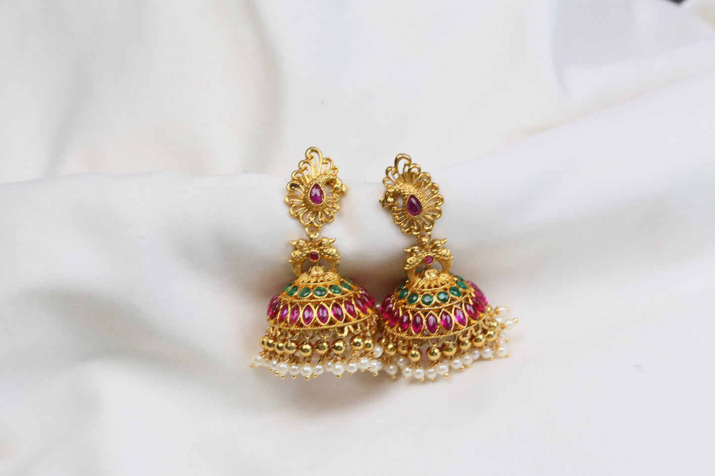 Kiran Kemp Temple Jhumka -  Ruby Green
