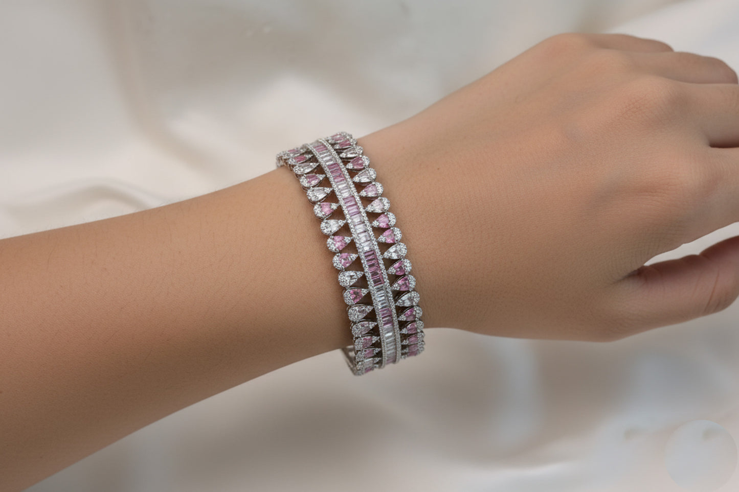 Premium Quality CZ Bracelet Bangle - Pink
