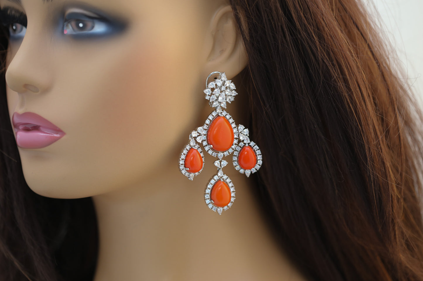 Premium CZ & Coral Earrings
