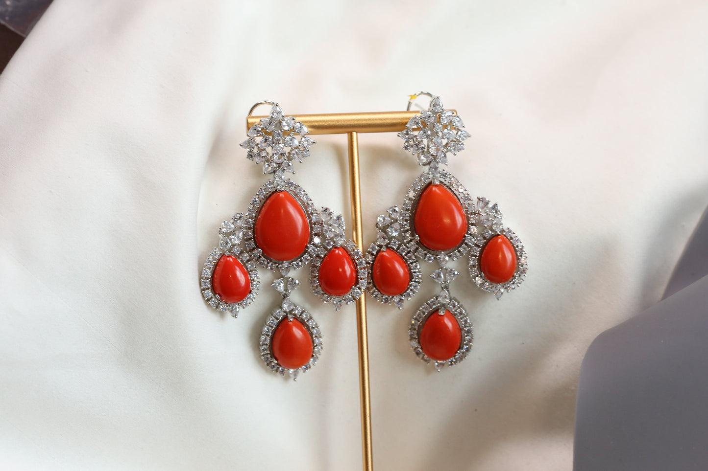 Premium CZ & Coral Earrings