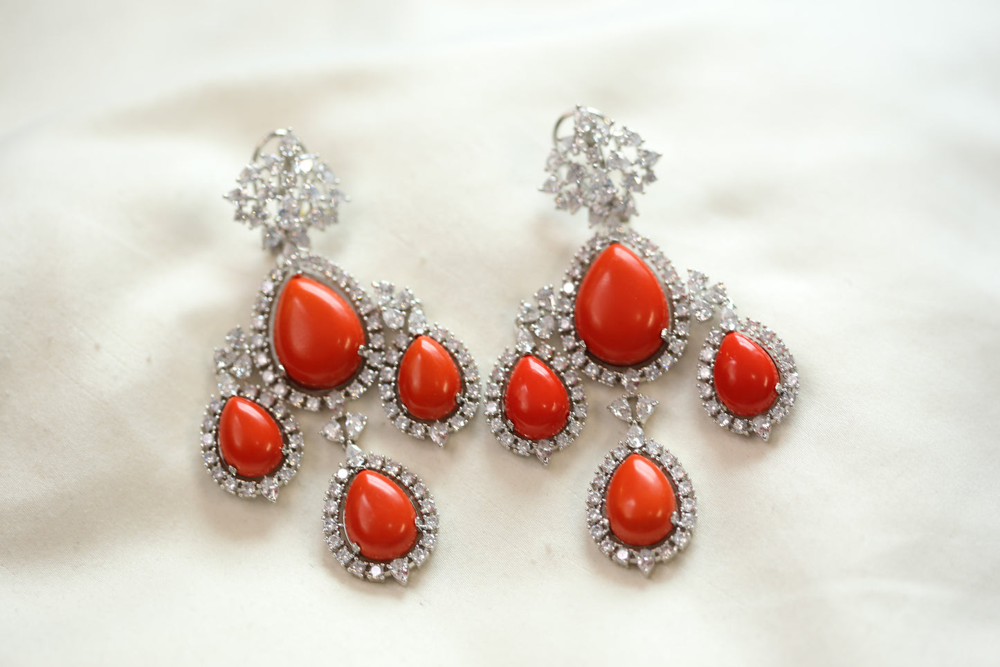 Premium CZ & Coral Earrings