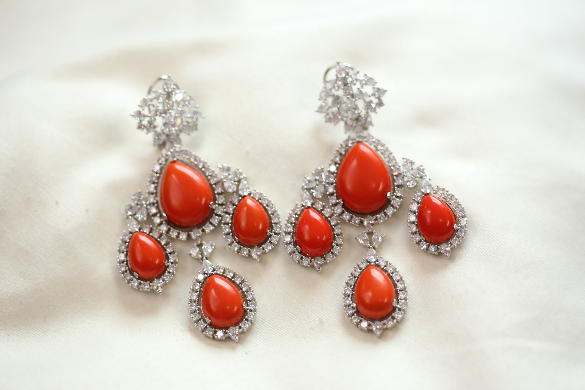 Premium CZ & Coral Earrings