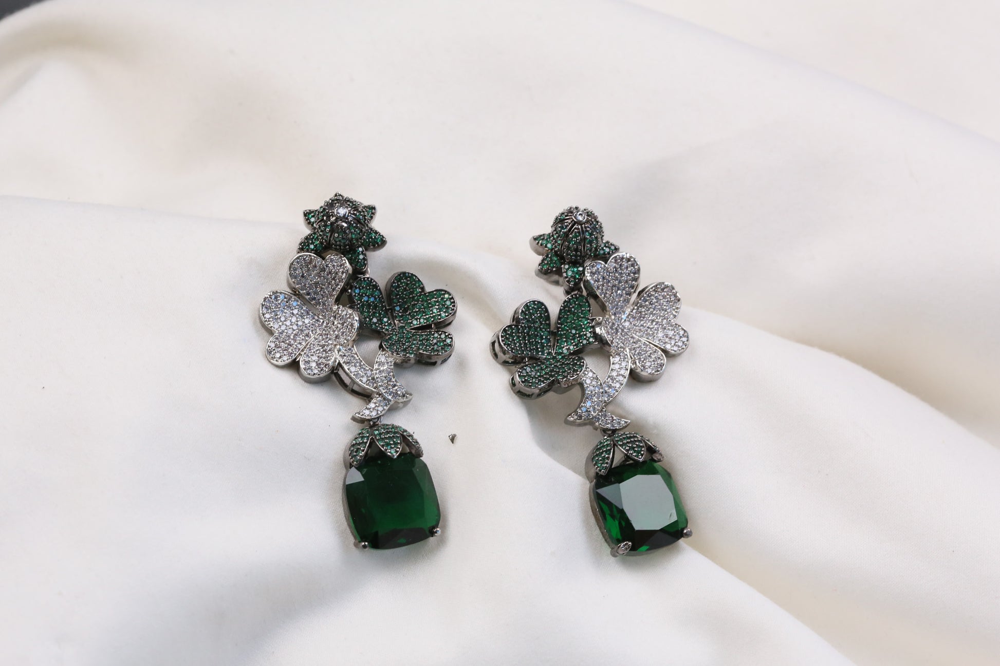 Tulip Premium Micro CZ Earrings - Green