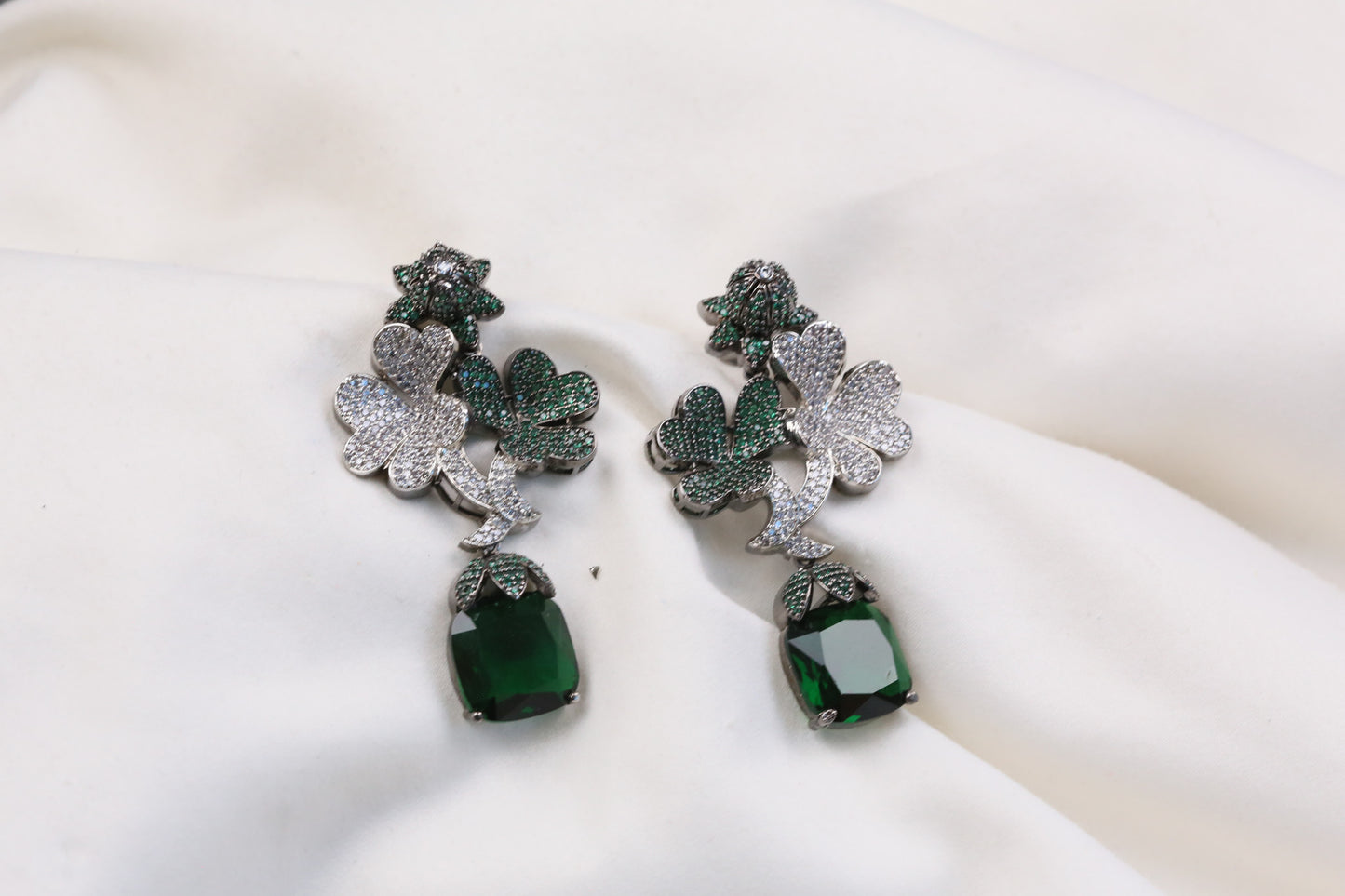 Tulip Premium Micro CZ Earrings - Green