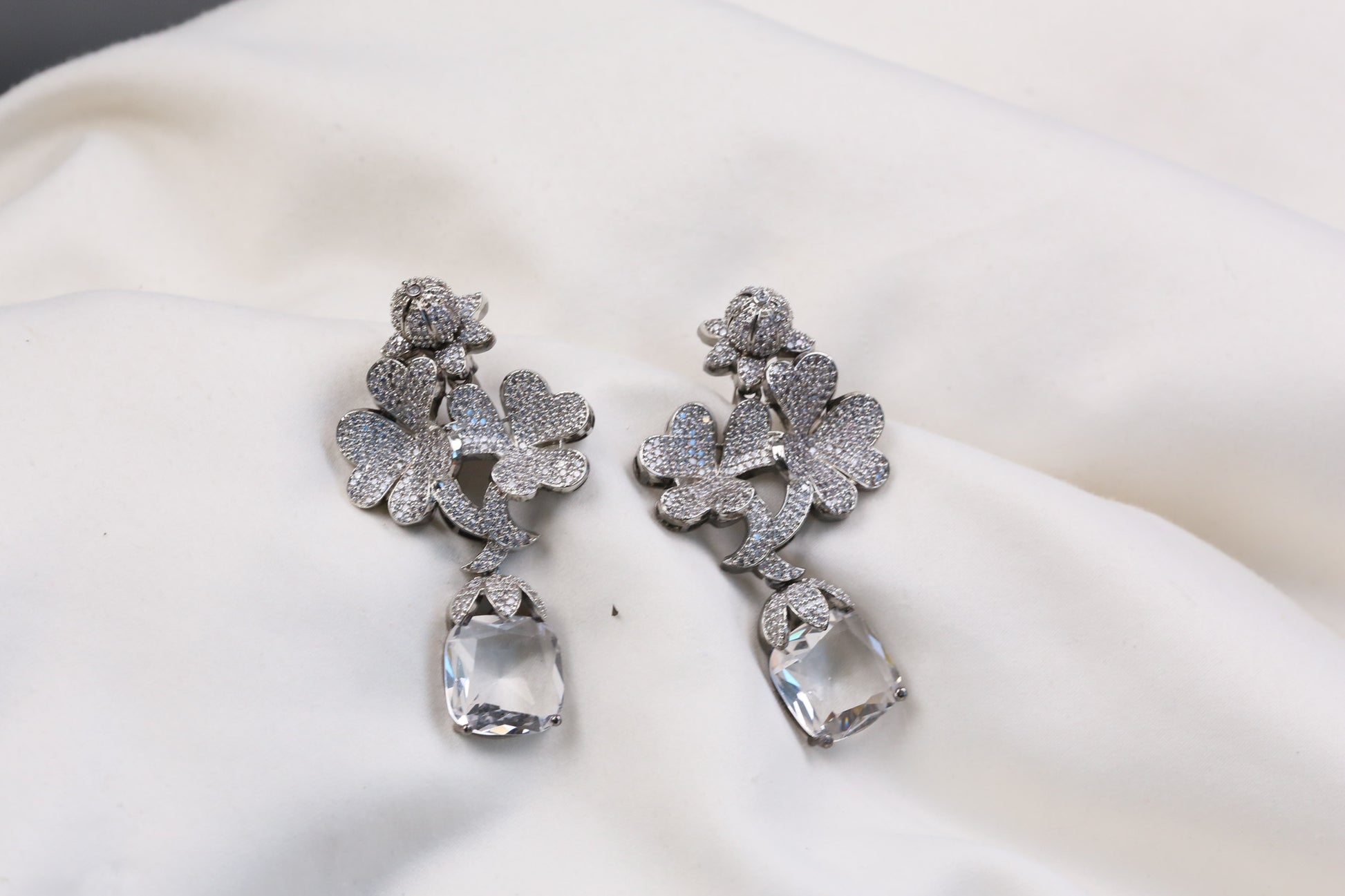 Tulip Premium Micro CZ Earrings - Clear