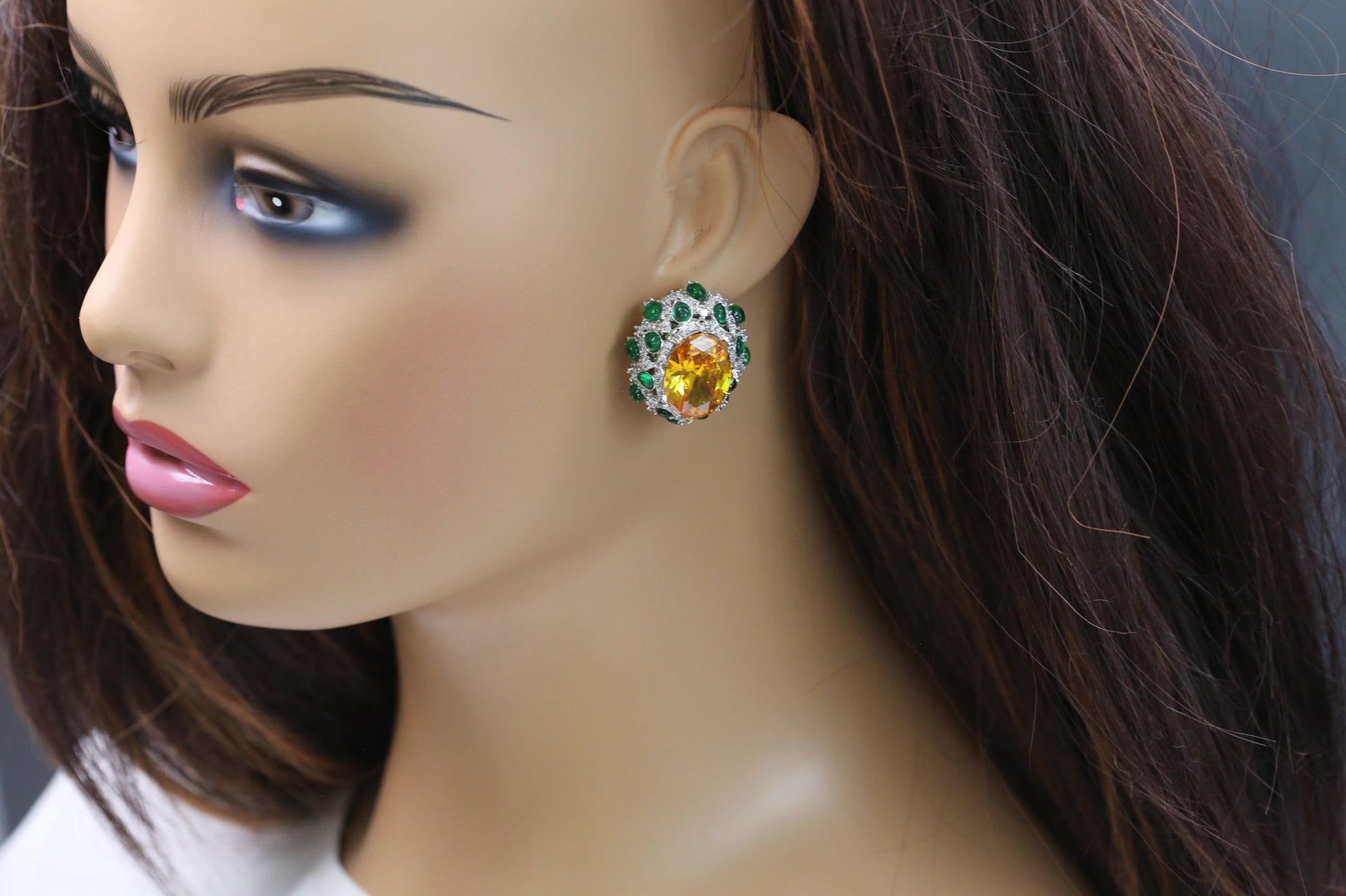 Peony Premium Micro CZ Earrings -  Yellow Green