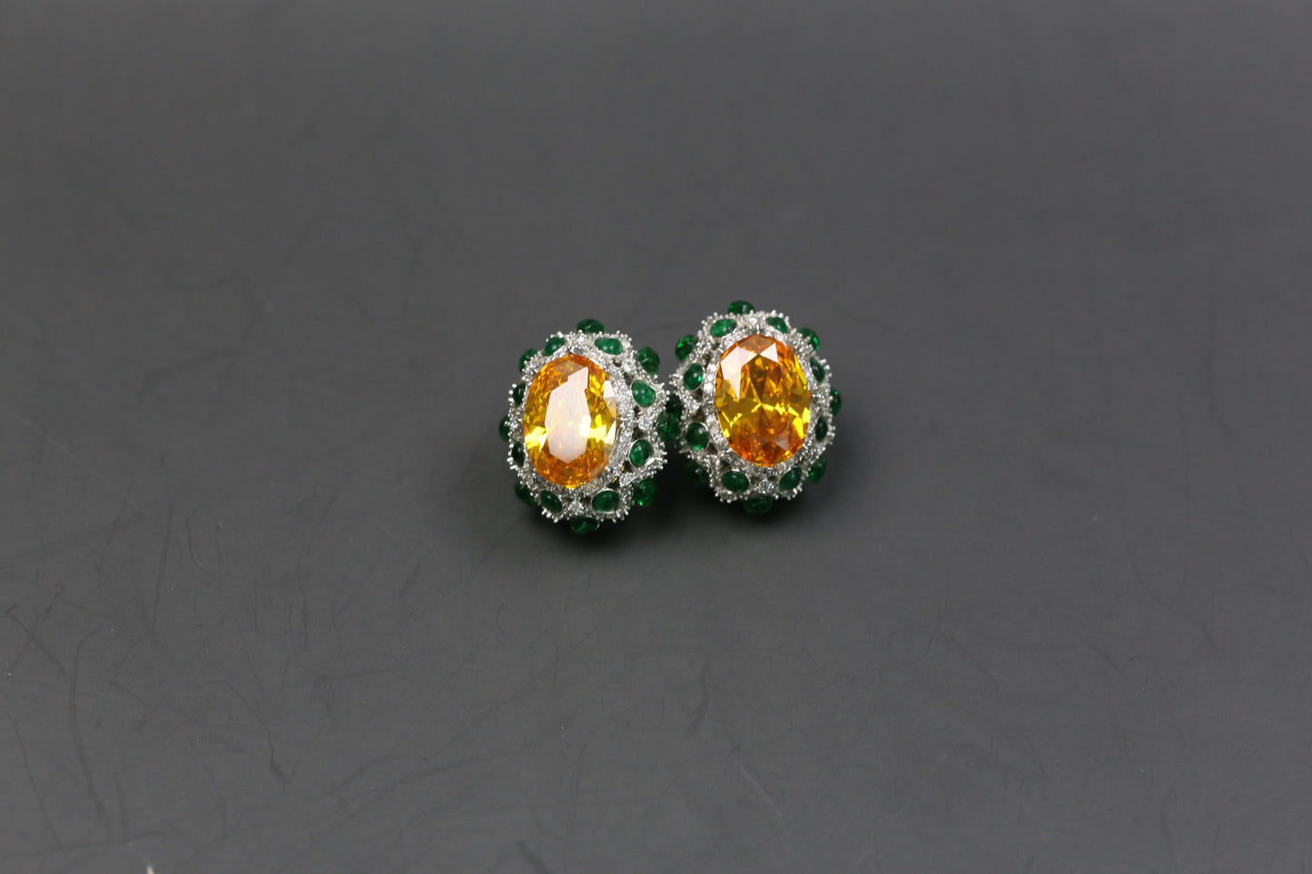 Peony Premium Micro CZ Earrings -  Yellow Green