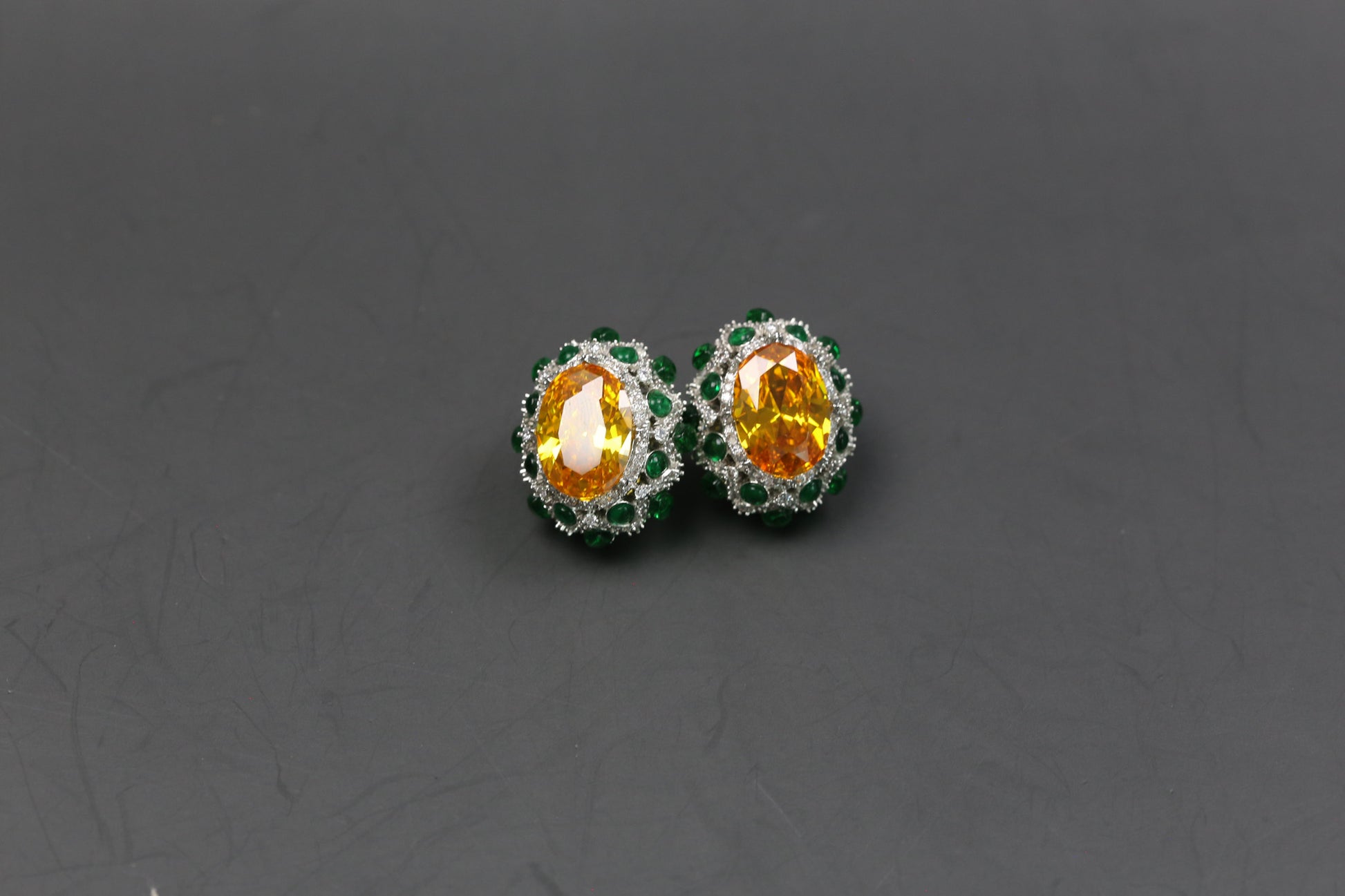 Peony Premium Micro CZ Earrings -  Yellow Green