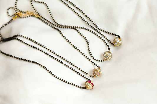 Jadau Black Bead Necklace