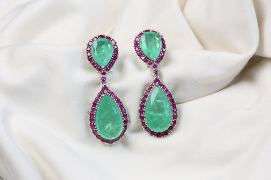 Kareena Doublet CZ Earrings - Mint