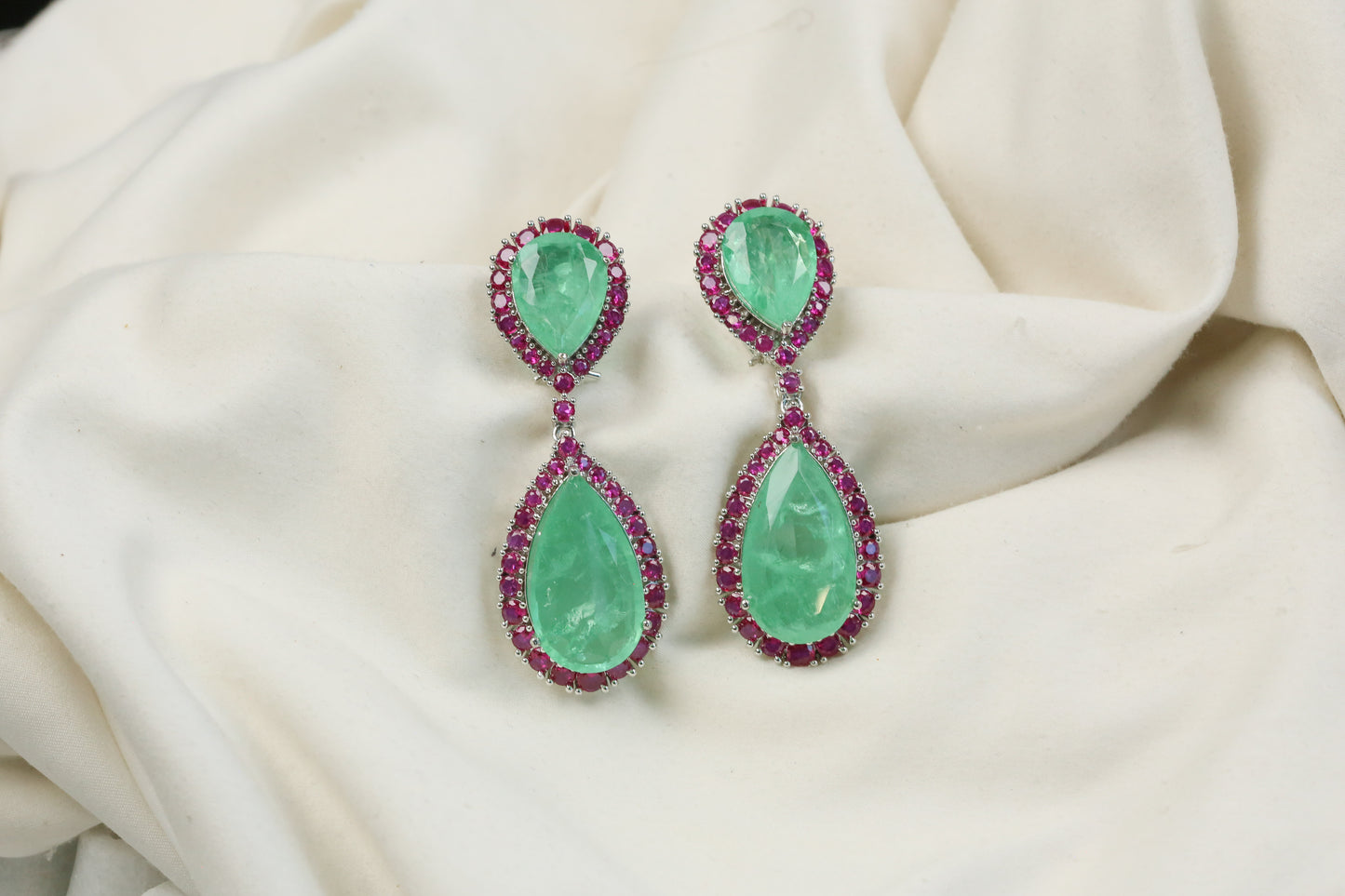 Kareena Doublet CZ Earrings - Mint
