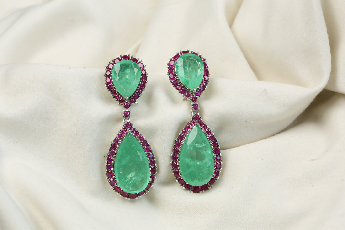 Kareena Doublet CZ Earrings - Mint