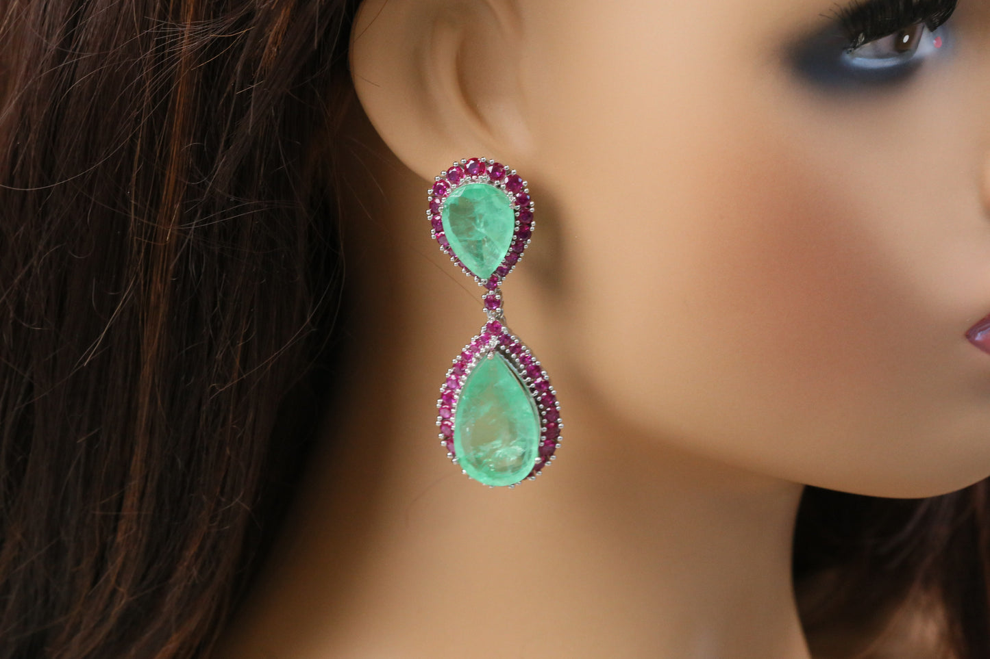 Kareena Doublet CZ Earrings - Mint