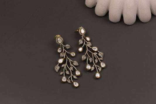 Designer Victorian Micro CZ & Polki Earrings