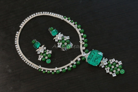 Emerald Green Doublet & Green Onyx Necklace Set (104-08)