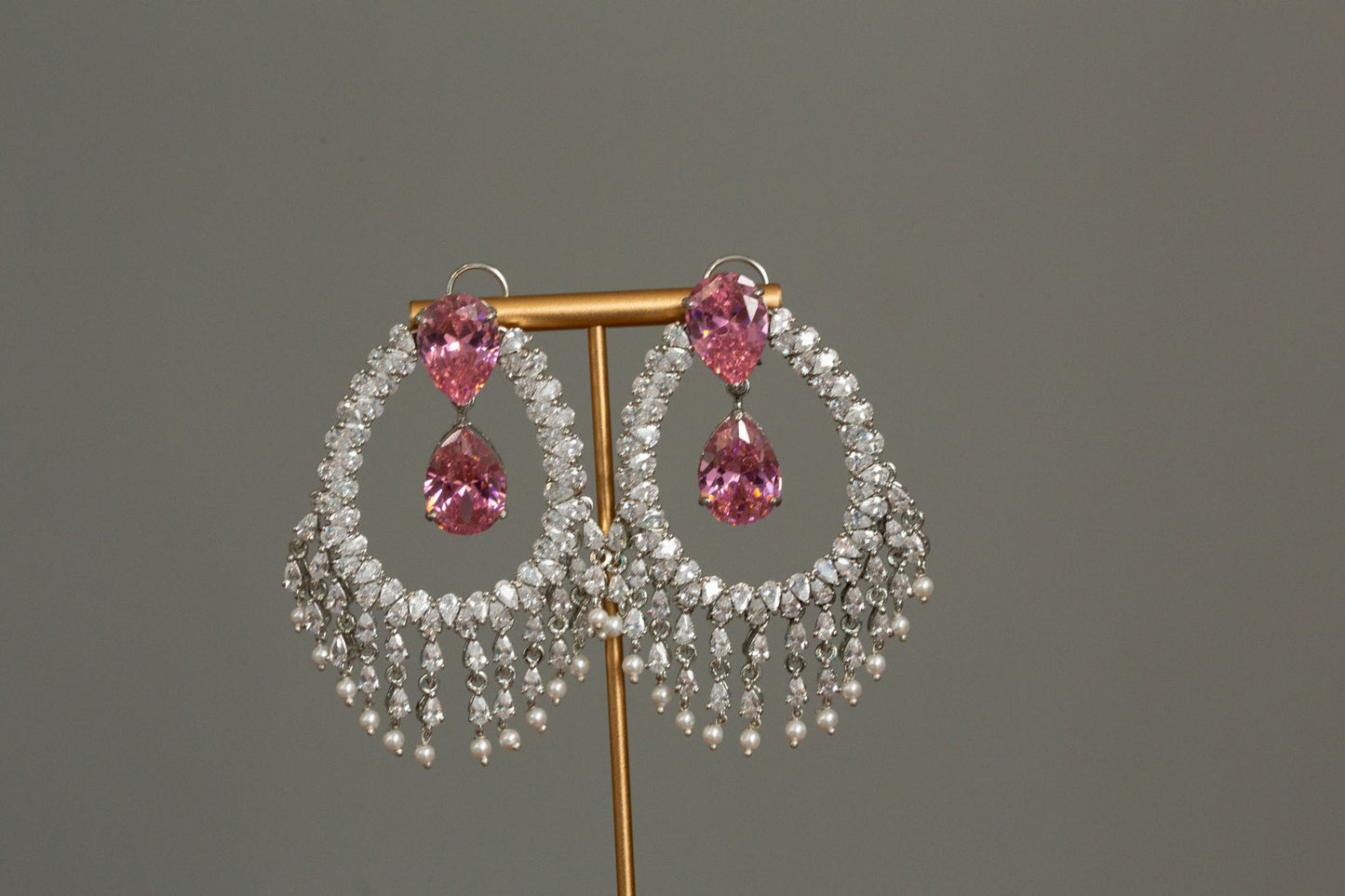 Alia Bhatt CZ Earrings - Pink