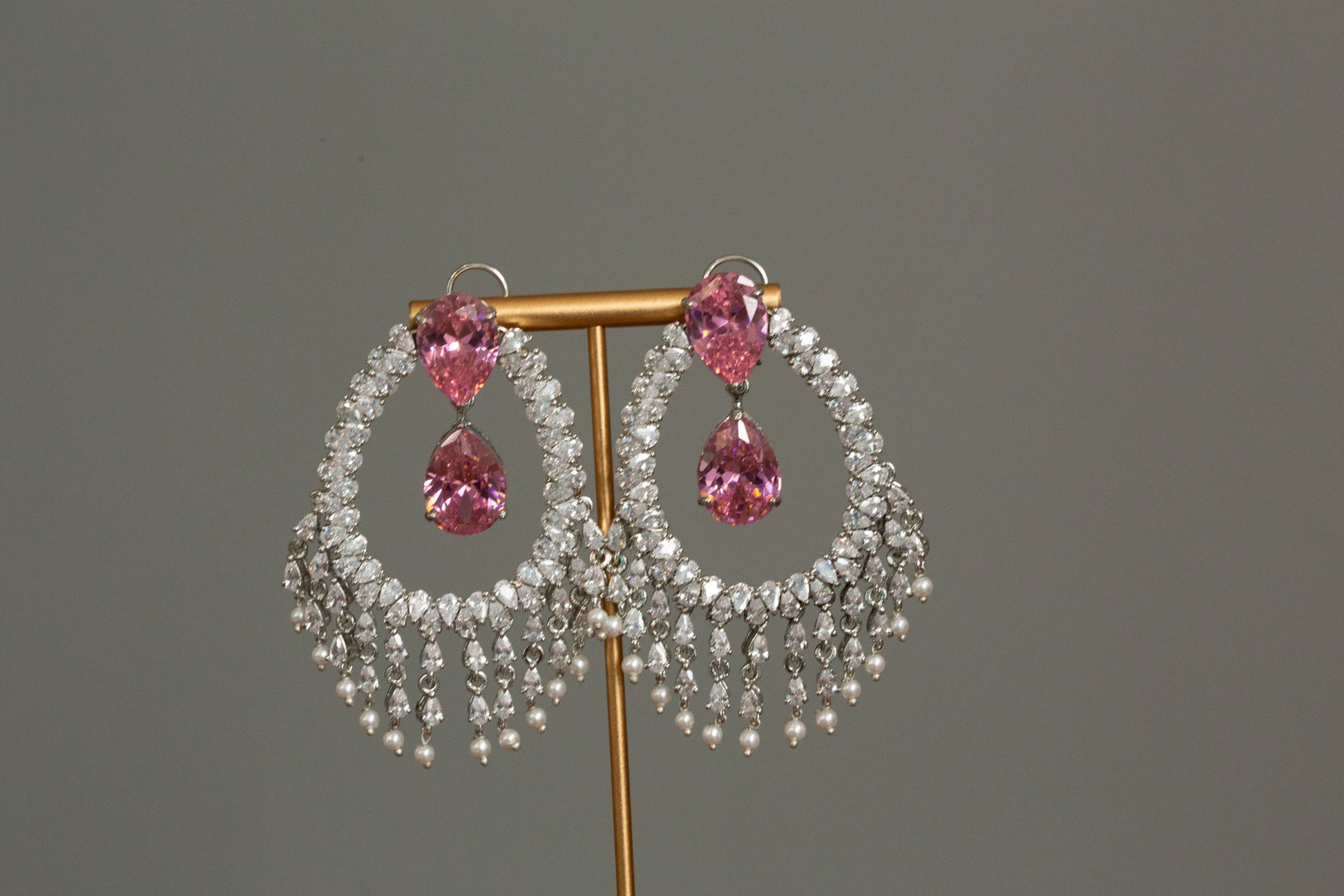 Alia Bhatt CZ Earrings - Pink