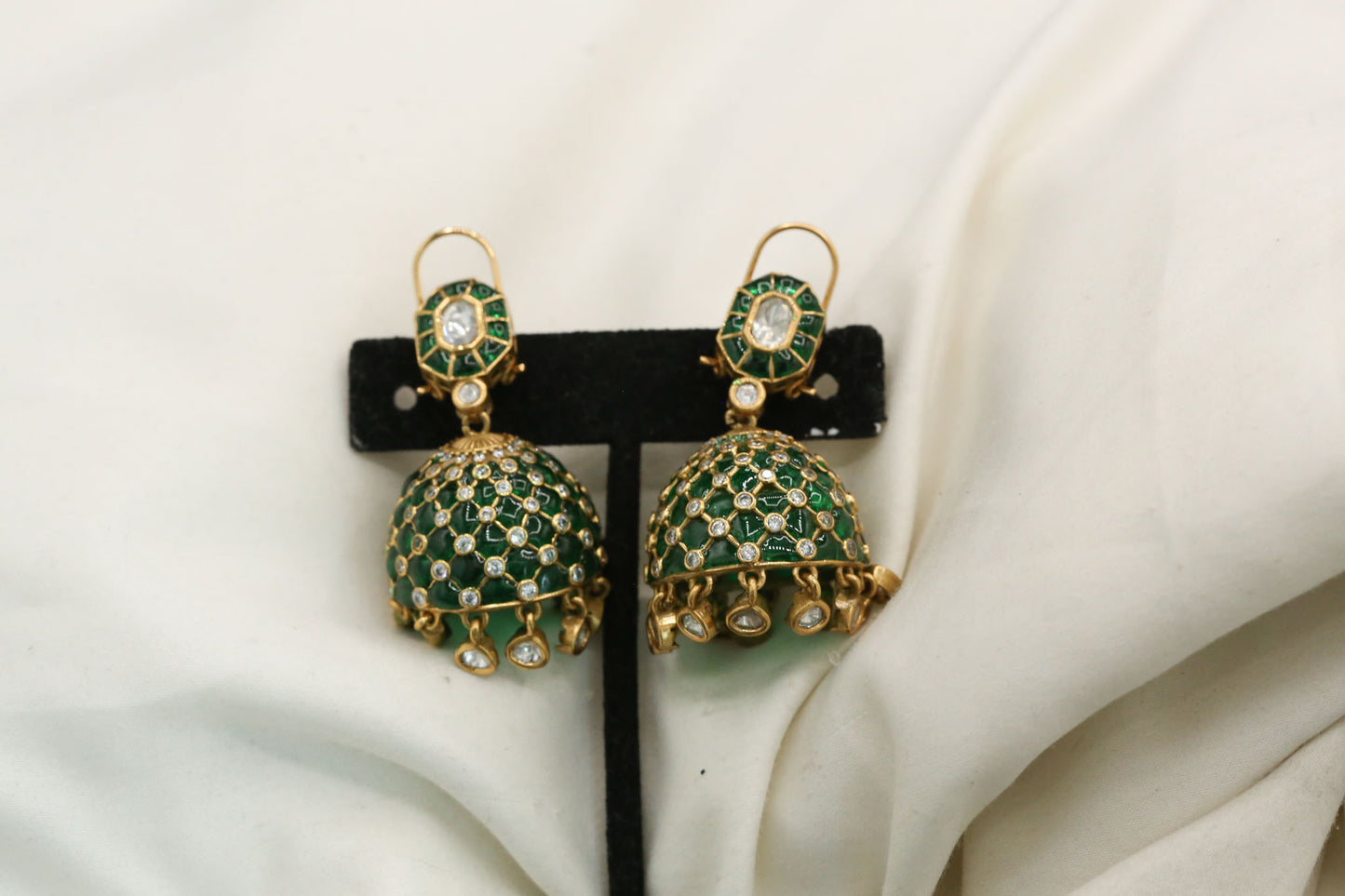 Takkar Kundan Polki Kundan Jhumka - Green