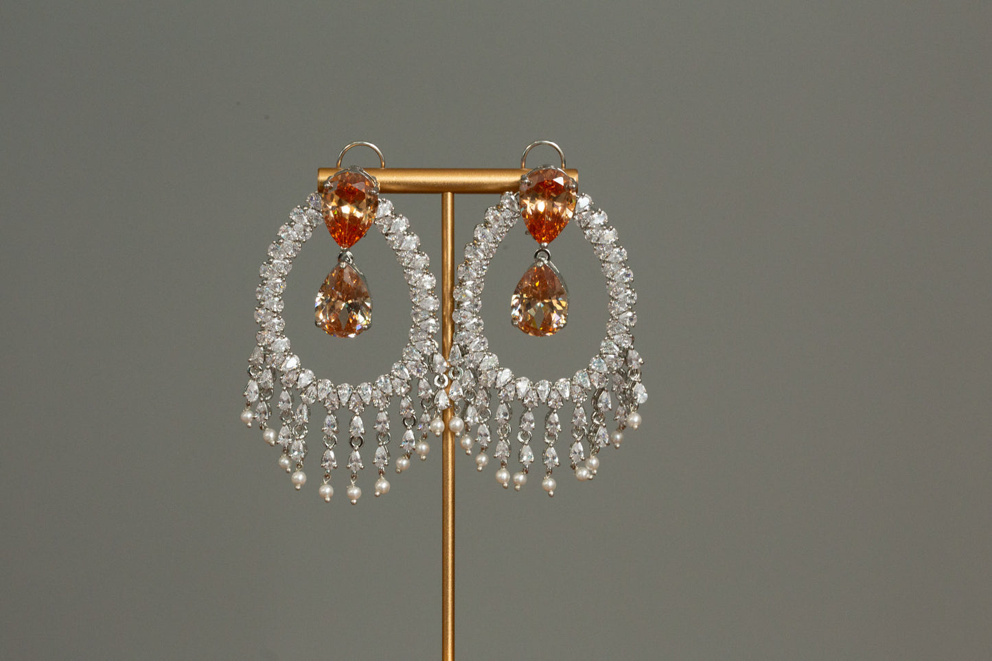 Alia Bhatt CZ Earrings - Champagne