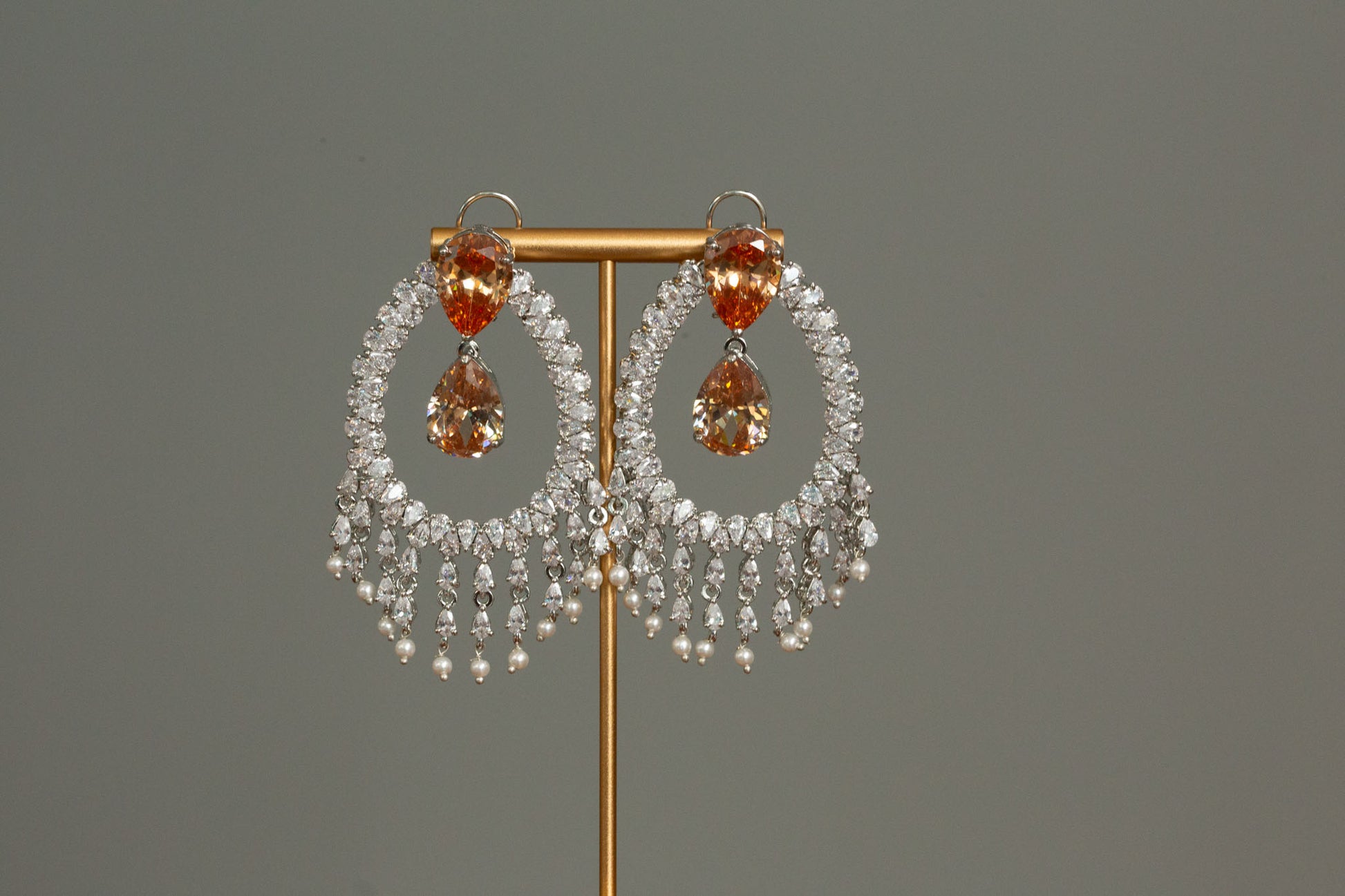 Alia Bhatt CZ Earrings - Champagne