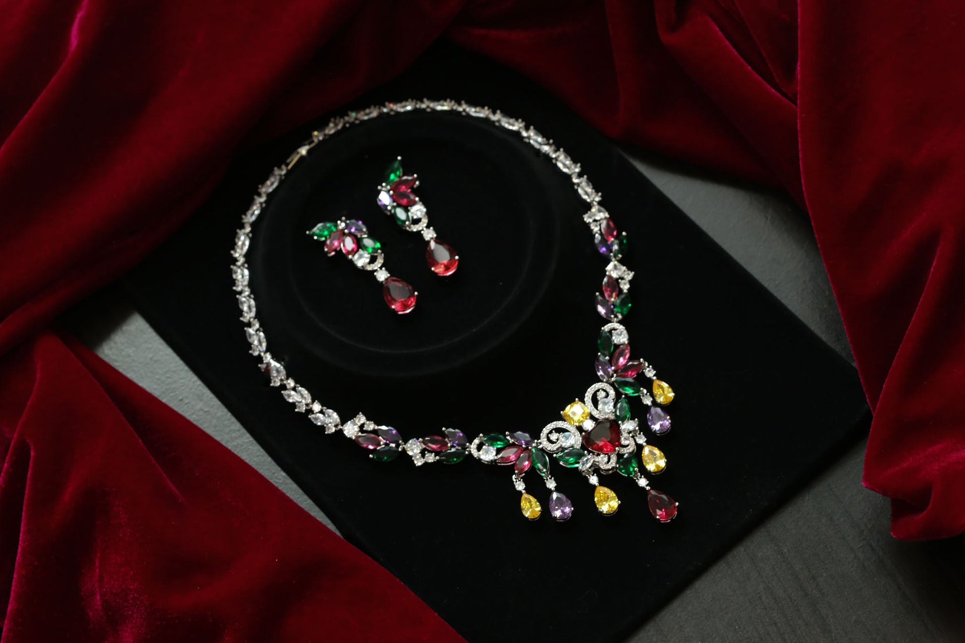 Veera Multi Color CZ Necklace Set